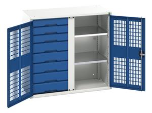 Verso Cupbd1050x550x1000H  2 Shelf +  Partition +  8 Drawer Bott Verso Ventilated door Tool Cupboards Cupboard with shelves 15/16926766.11 Verso 1050x550x1000H Cupd MD P 2S 8D.jpg